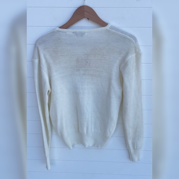 Vintage Coruss Korea 80s Circus Elephant Embroidered Applique Sweater V-Neck - Picture 2 of 4